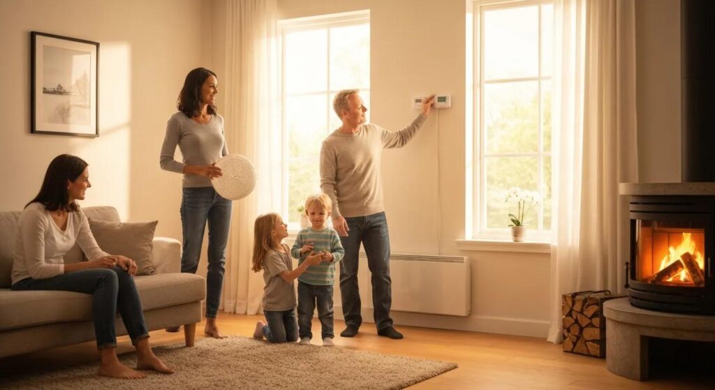 Family enjoying a warm home while preparing HVAC for winter